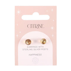 Cercei din argint sterling și cristal semiprețios de citrin pentru fericire
