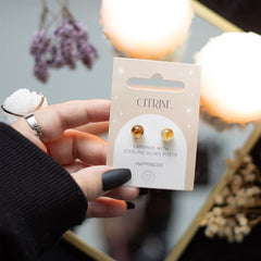 Cercei din argint sterling și cristal semiprețios de citrin pentru fericire