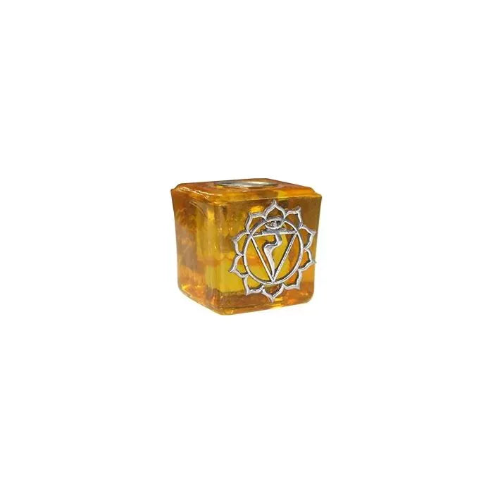 Suport lumânare mini din sticlă - simbol chakra plexului solar