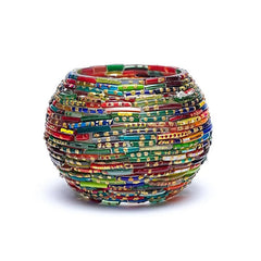 Suport din sticlă mozaic pentru lumânări tip pastilă votive